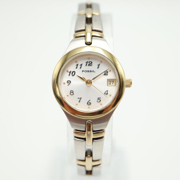 Fossil F2 Two Tone Womens 23mm Round Date Watch 6" Bracelet ES9439 w New Battery - Picture 5 of 12
